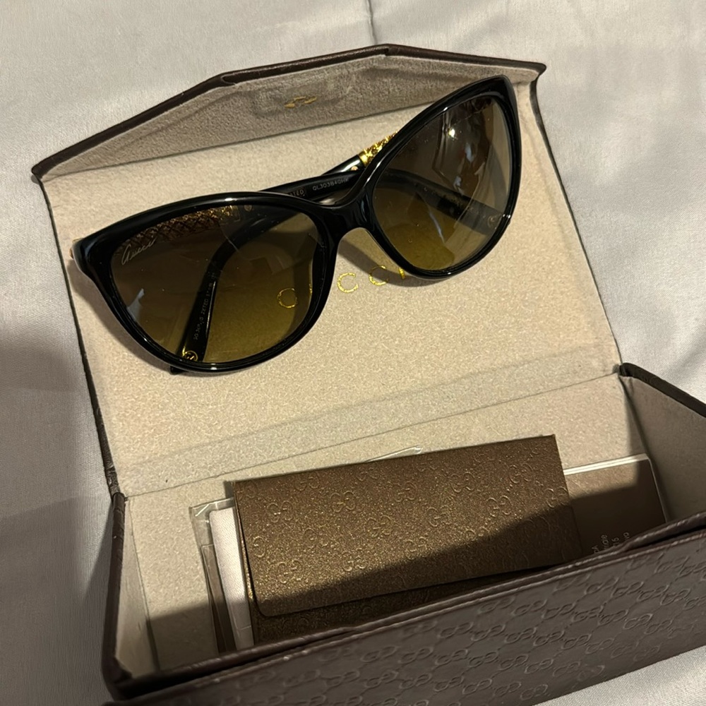 Gucci gold pleated sunglasses